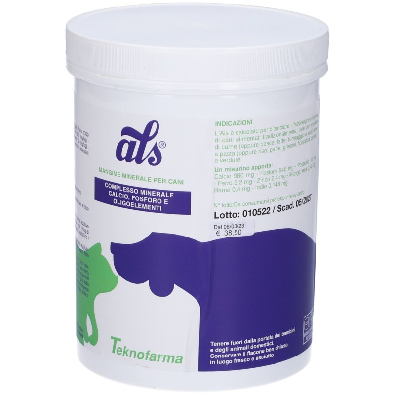 Packaging del prodotto Als Mangime Minerale Per Cani 500 g