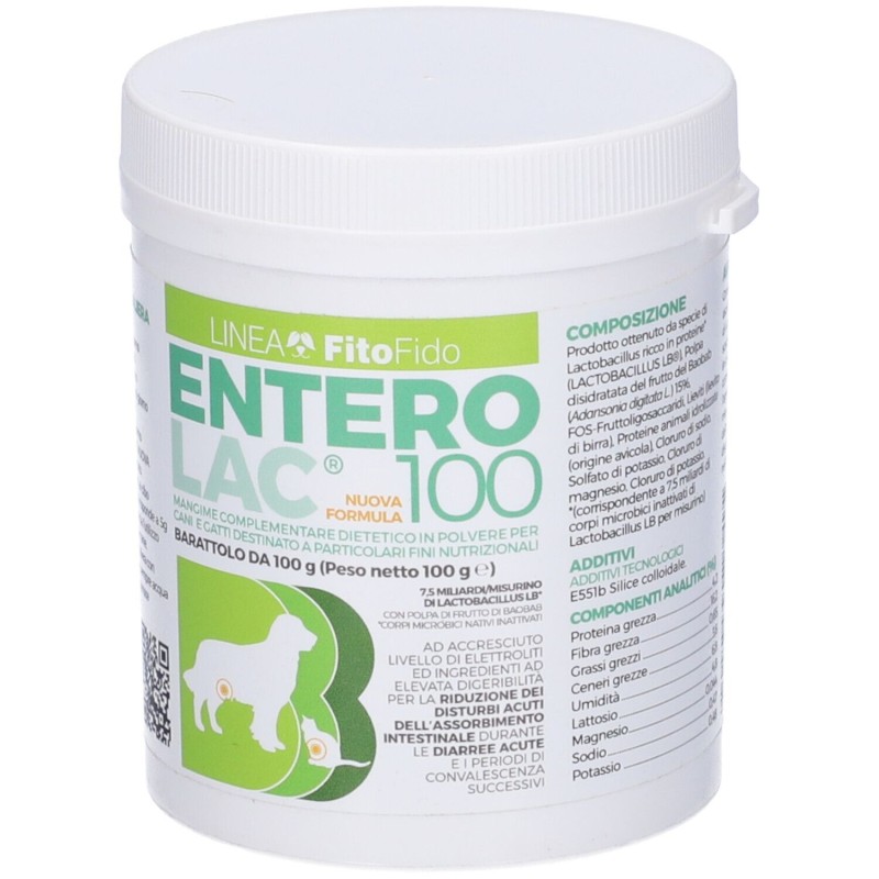 Primo piano di Enterolac Mangime Veterinario per la Diarrea di Cani e Gatti 100g Primo piano di Enterolac Mangime Veterinario per la Diarrea di Cani e Gatti 100g