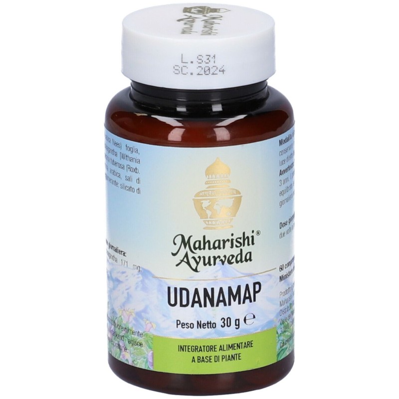 Scatola originale del prodotto Maharishi Ayurveda Udanamap Integratore per Vie Respiratorie 60 Compresse