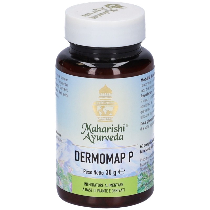 Foto illustrativa del packaging di Maharishi Ayurveda Dermomap P Integratore per la Pelle 60 Compresse Foto illustrativa del packaging di Maharishi Ayurveda Dermomap P Integratore per la Pelle 60 Compresse