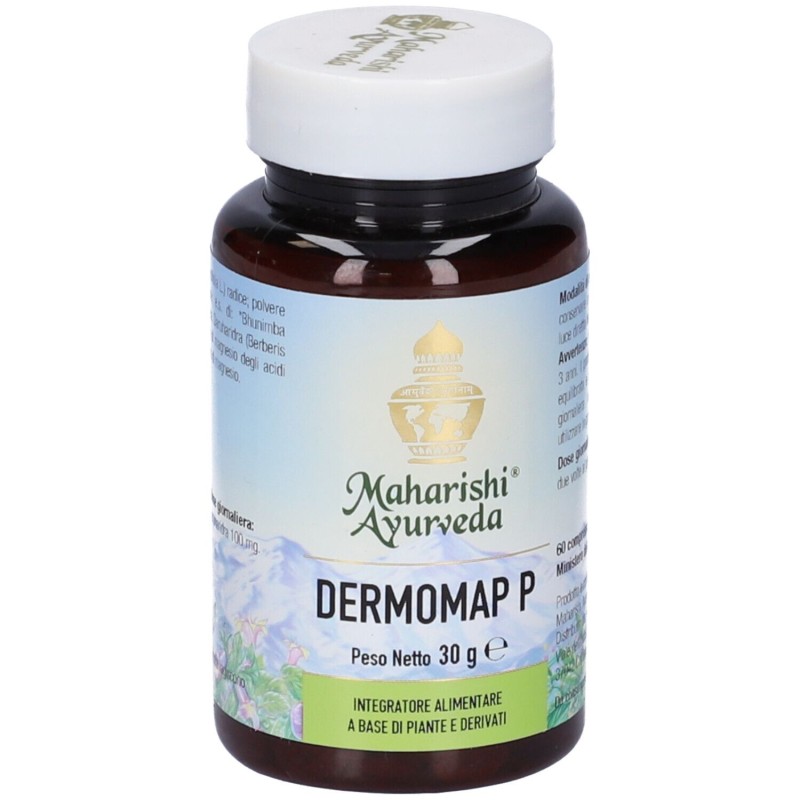 Primo piano di Maharishi Ayurveda Dermomap P Integratore per la Pelle 60 Compresse Primo piano di Maharishi Ayurveda Dermomap P Integratore per la Pelle 60 Compresse