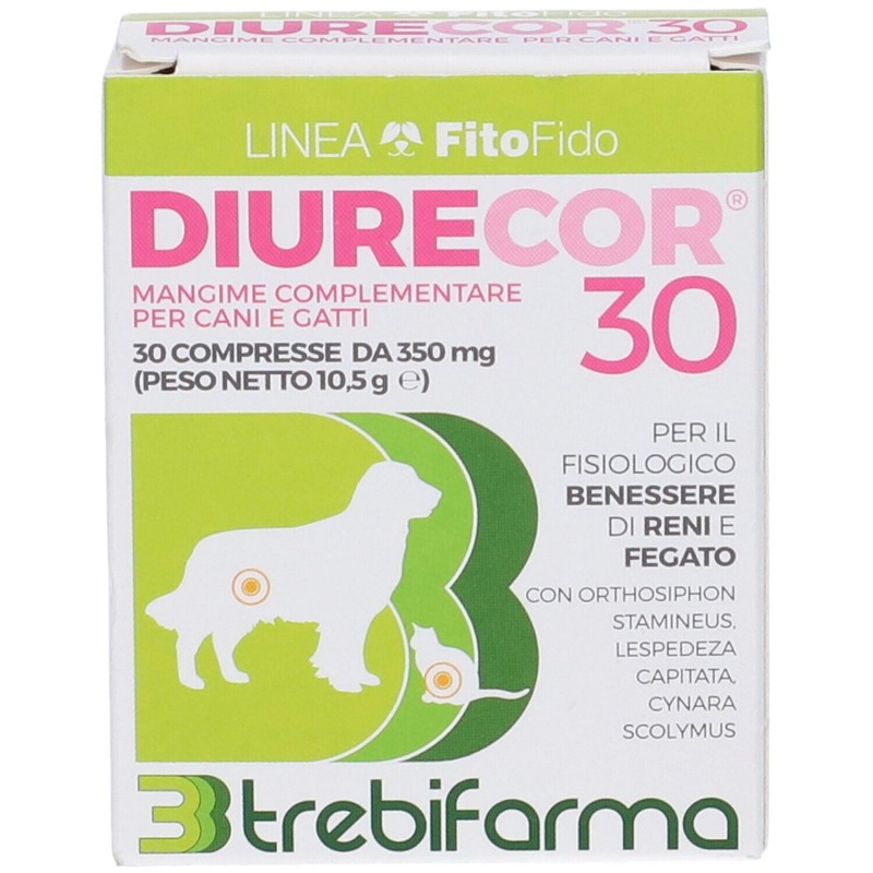 Vista del prodotto Diurecor Veterinario per Drenaggio dei Liquidi di Cani e Gatti 30 Compresse