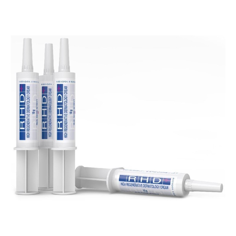 Foto illustrativa del packaging di RHD Crema Dermatologica per Cani Siringa da 10g Foto illustrativa del packaging di RHD Crema Dermatologica per Cani Siringa da 10g