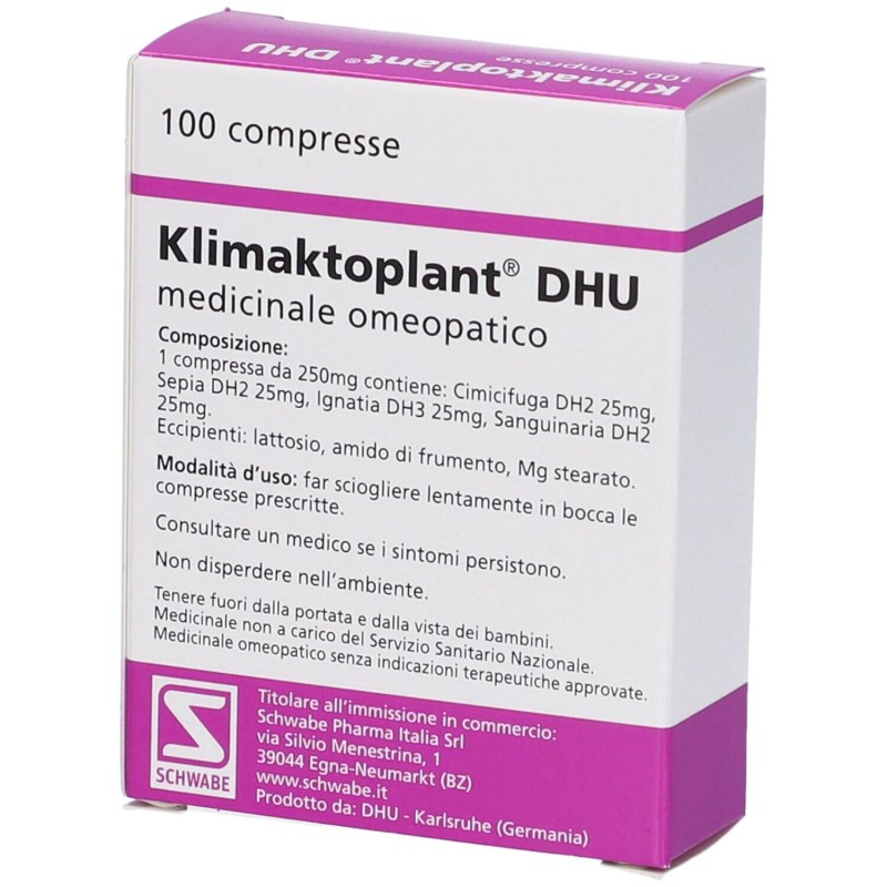 Scatola originale del prodotto Klimaktoplant DHU Medicinale Omeopatico 100 compresse