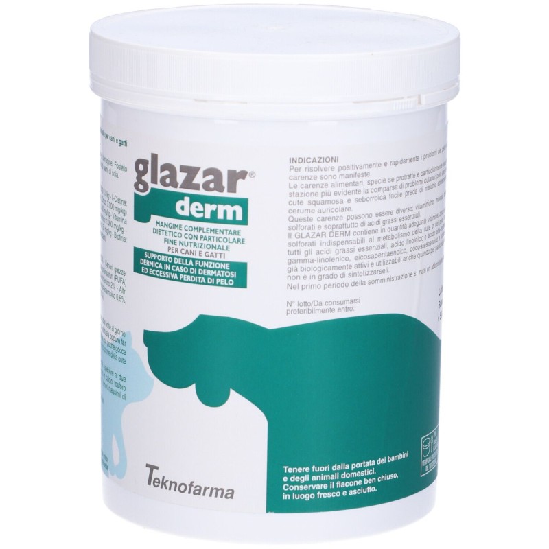 Foto esplicativa di Glazar Derm Integratore Vitaminico Veterinario per Cani e Gatti 500g