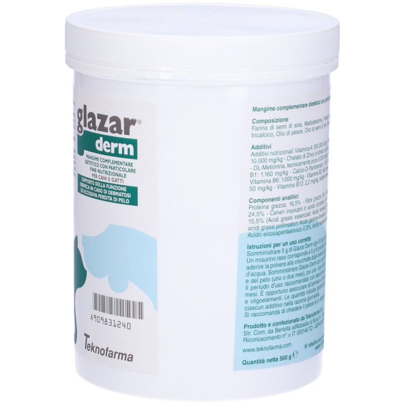 Visualizzazione chiara di Glazar Derm Integratore Vitaminico Veterinario per Cani e Gatti 500g