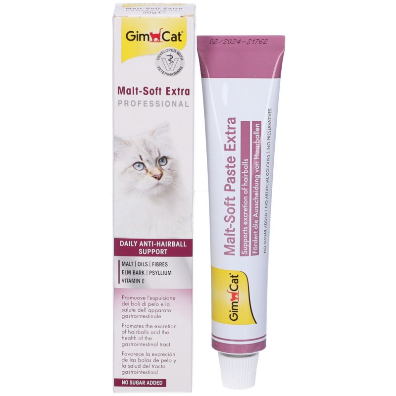 Packaging integro del prodotto Malt Soft Extra per Espulsione Pelo 20g e 50g Packaging integro del prodotto Malt Soft Extra per Espulsione Pelo 20g e 50g
