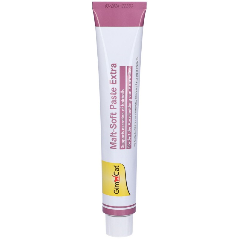 Primo piano di Gimpet Malt Soft Extra Pasta per Boli di Pelo dei Gatti 100g Primo piano di Gimpet Malt Soft Extra Pasta per Boli di Pelo dei Gatti 100g