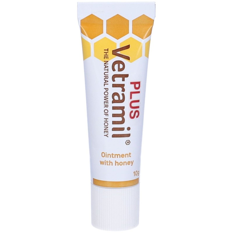Pack ufficiale del prodotto Vetramil Plus Unguento Veterinario al Miele per Prurito di Animali Domestici 10g Pack ufficiale del prodotto Vetramil Plus Unguento Veterinario al Miele per Prurito di Animali Domestici 10g