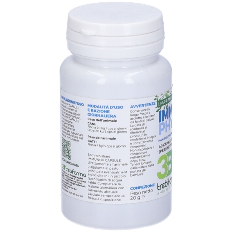 Scatola originale del prodotto Immunov Phyto 40 Integratore Veterinario per Difese Immunitarie di Cani e Gatti 40 Capsule Scatola originale del prodotto Immunov Phyto 40 Integratore Veterinario per Difese Immunitarie di Cani e Gatti 40 Capsule