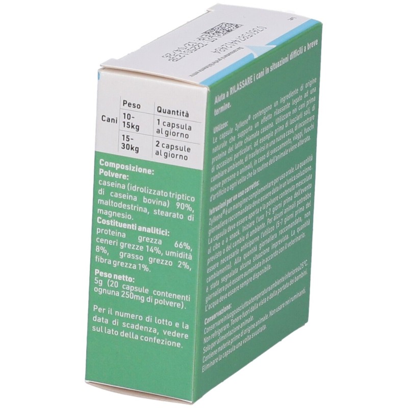 Foto ravvicinata di Zylkene Cani 225mg Integratore per Stress dei Cani 20 Capsule