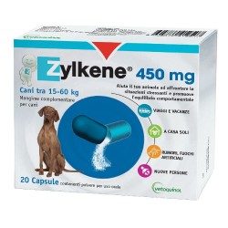 Immagine reale di Zylkene Cani 450mg Integratore per il Benessere per Cani Oltre 15kg 20 Capsule Immagine reale di Zylkene Cani 450mg Integratore per il Benessere per Cani Oltre 15kg 20 Capsule