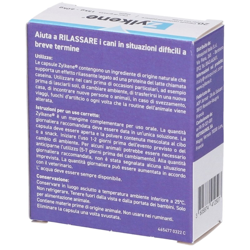 Vista del prodotto Zylkene Cani 450mg Integratore per il Benessere per Cani Oltre 15kg 20 Capsule