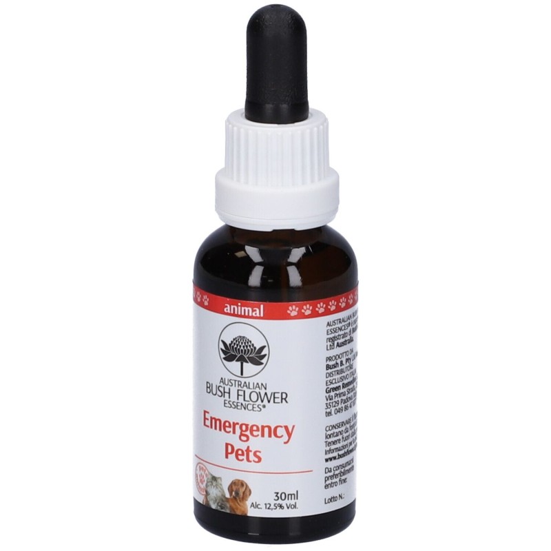Dettaglio del packaging di Australian Bush Flower Emergency Pets Gocce Veterinarie per Cani e Gatti 30ml