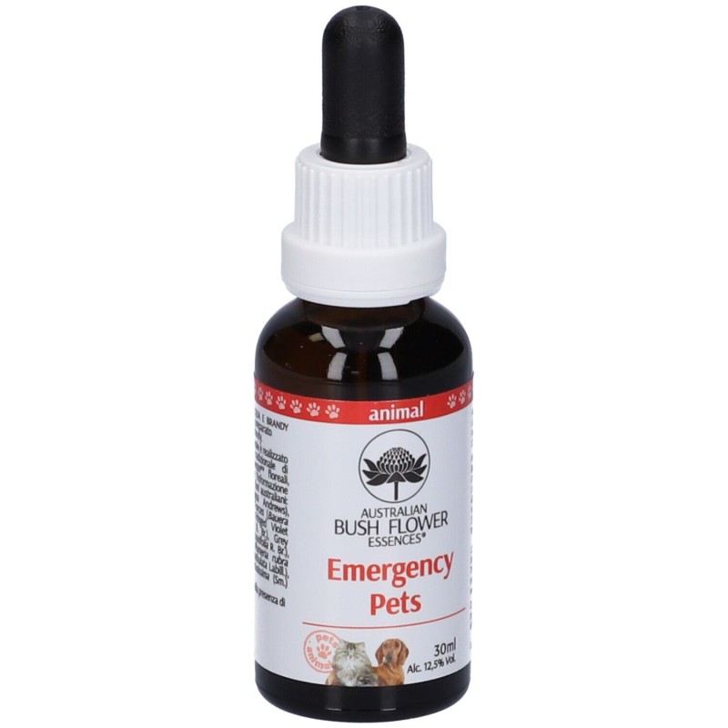 Primo piano di Australian Bush Flower Emergency Pets Gocce Veterinarie per Cani e Gatti 30ml