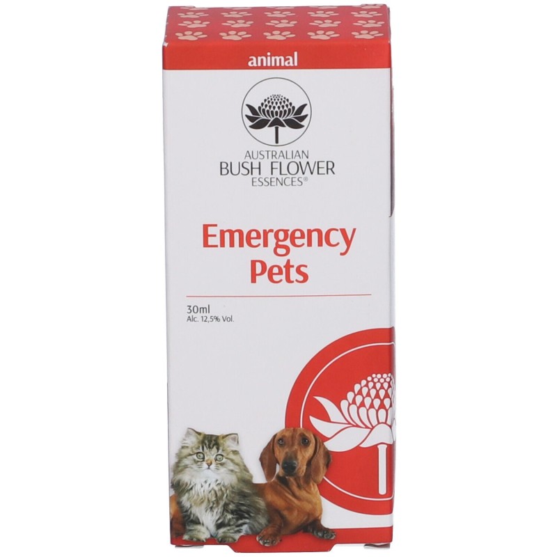 Presentazione grafica di Australian Bush Flower Emergency Pets Gocce Veterinarie per Cani e Gatti 30ml