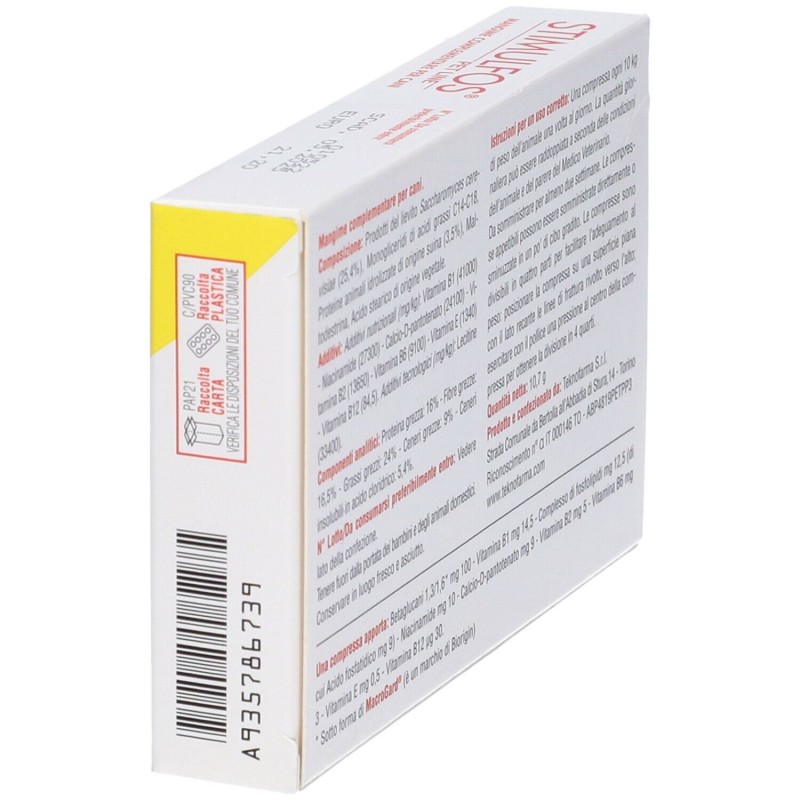 Pack ufficiale del prodotto Stimulfos Pet Line Cane Integratore Vitaminico per Cani 30 Compresse