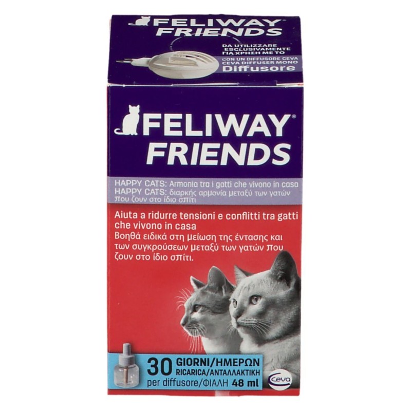 Presentazione grafica di Feliway Friends Ricarica Diffusore per Tensioni tra Gatti 48ml Presentazione grafica di Feliway Friends Ricarica Diffusore per Tensioni tra Gatti 48ml