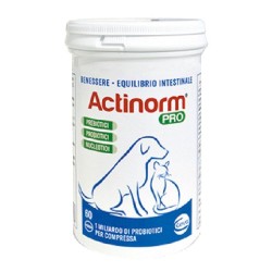 Foto illustrativa del packaging di Actinorm Pro Mangime Complementare Veterinario per Cani e Gatti 60 Compresse