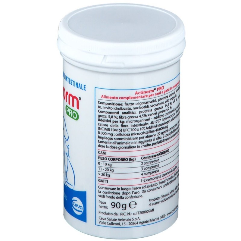 Dettaglio del packaging di Actinorm Pro Mangime Complementare Veterinario per Cani e Gatti 60 Compresse