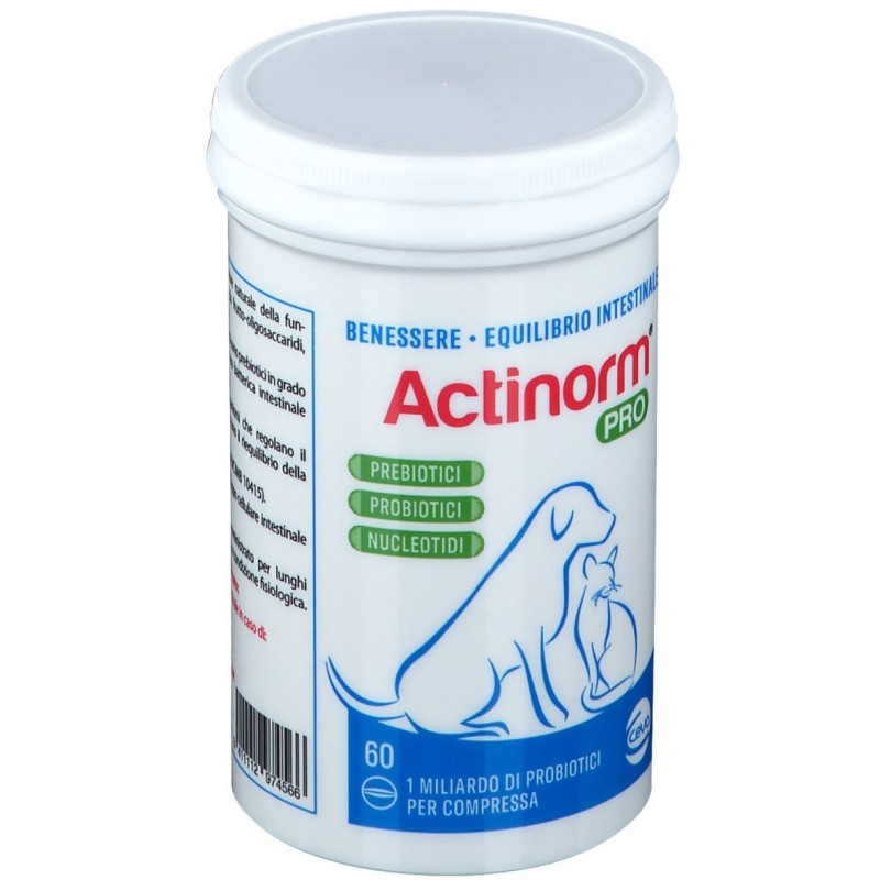 Presentazione grafica di Actinorm Pro Mangime Complementare Veterinario per Cani e Gatti 60 Compresse