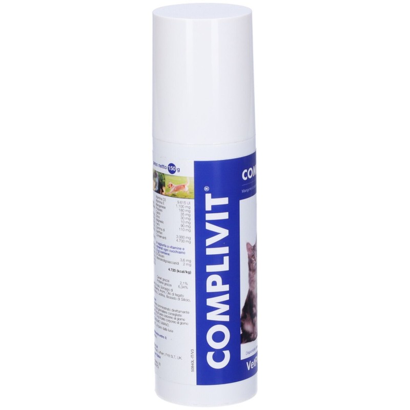 Scatola originale del prodotto Complivit Integratore Vitaminico Veterinario per Cani e Gatti 150g