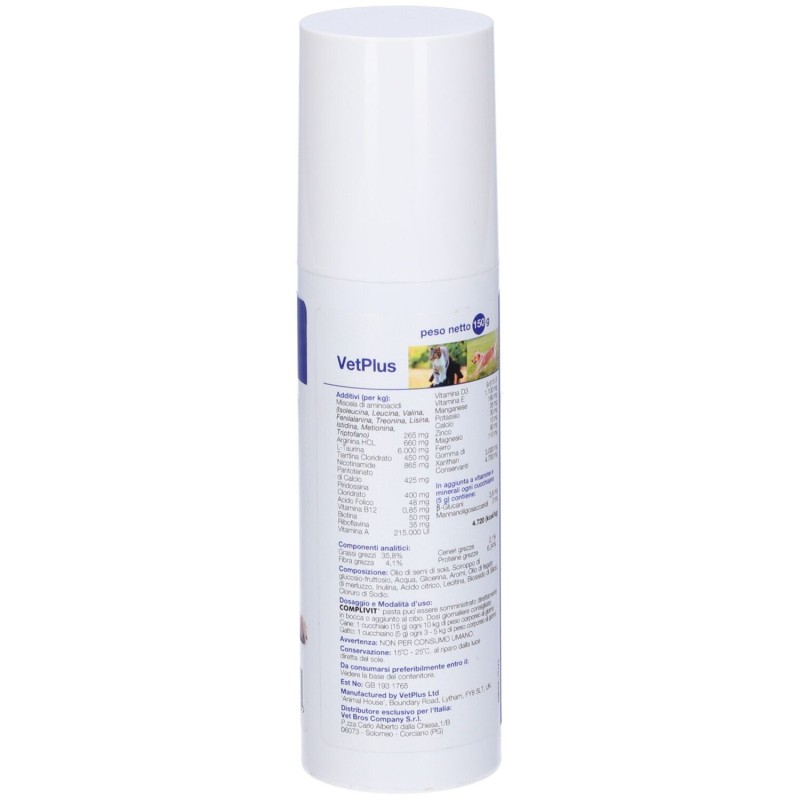Packaging integro del prodotto Complivit Integratore Vitaminico Veterinario per Cani e Gatti 150g