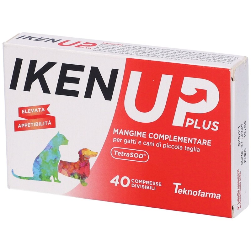 Scatola originale del prodotto Iken Up Plus Integratore Energetico Veterinario per Cani e Gatti Taglia Piccola 40 Compresse