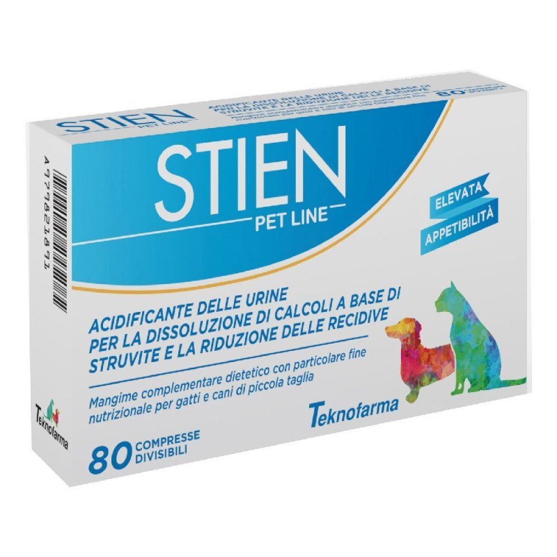 Scatola integra del prodotto Stien Pet Line Gatti/Cani Piccola Taglia per Calcoli Urinari 80 Compresse