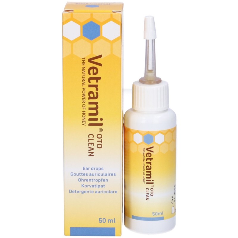 Foto ravvicinata di Vetramil Oto Clean Gocce Veterinarie per Animali 50ml Foto ravvicinata di Vetramil Oto Clean Gocce Veterinarie per Animali 50ml