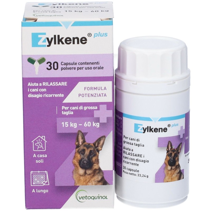 Foto esplicativa di Zylkene Plus Integratore per Rilassamento Cani da 15-60 Kg 30 Capsule