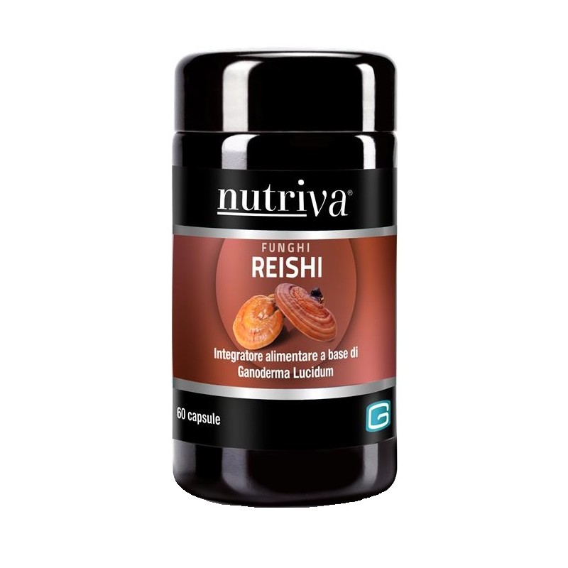 confezione di Nutriva Reishi Integratore per Difese Immunitarie 60 Capsule