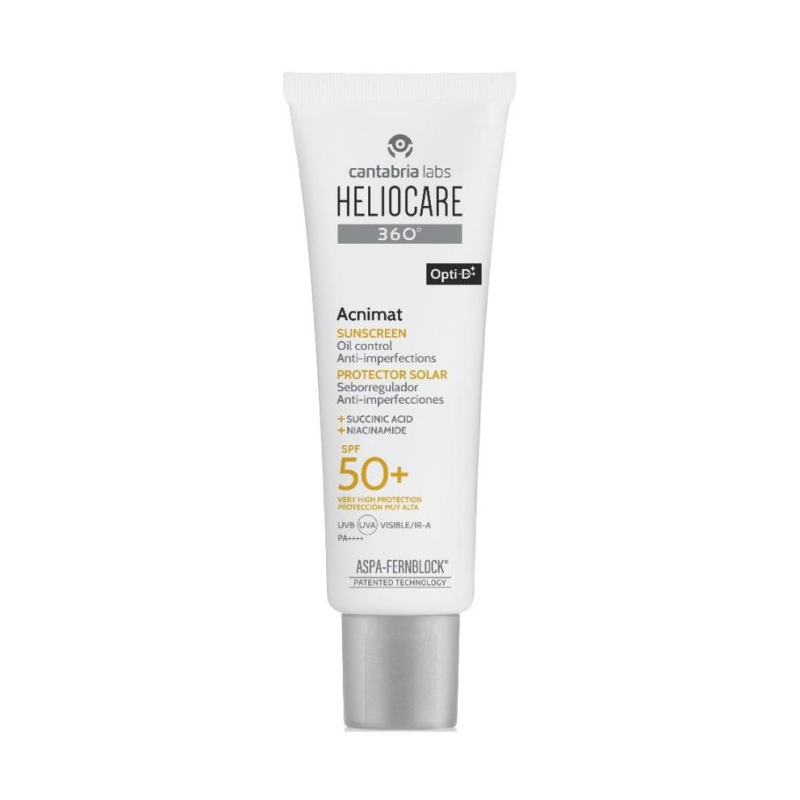 flacone di Heliocare 360 Acnimat Protezione Solare SPF 50+ per Pelle Mista e Acenica 50ml flacone di Heliocare 360 Acnimat Protezione Solare SPF 50+ per Pelle Mista e Acenica 50ml