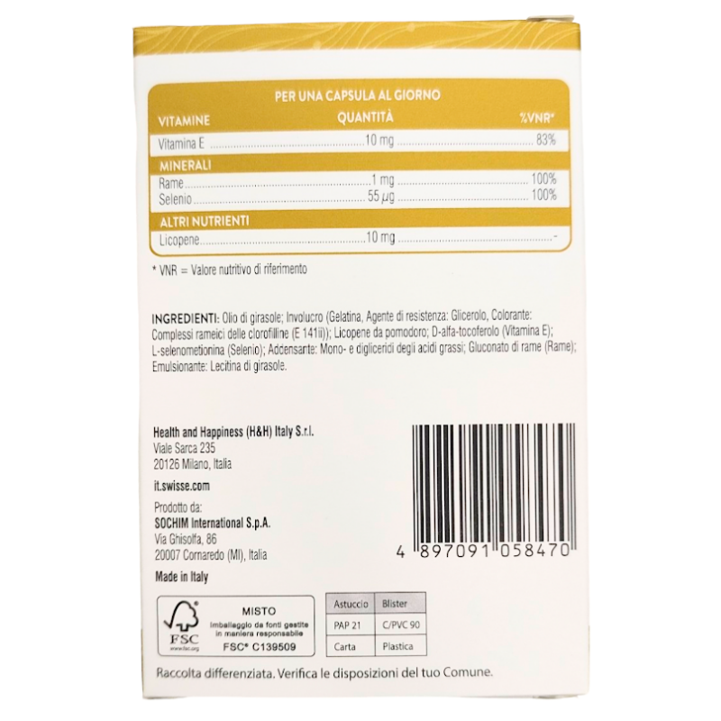 Retro scatola Swisse Sunshine Integratore Preparazione Pelle Sole 30 Capsule Molli