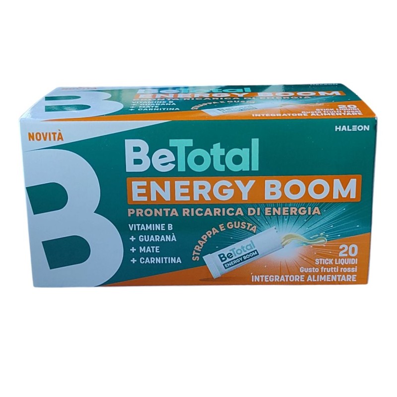 Confezione di Be-Total Energy Boom Integratore Energizzante 20 Stick Confezione di Be-Total Energy Boom Integratore Energizzante 20 Stick