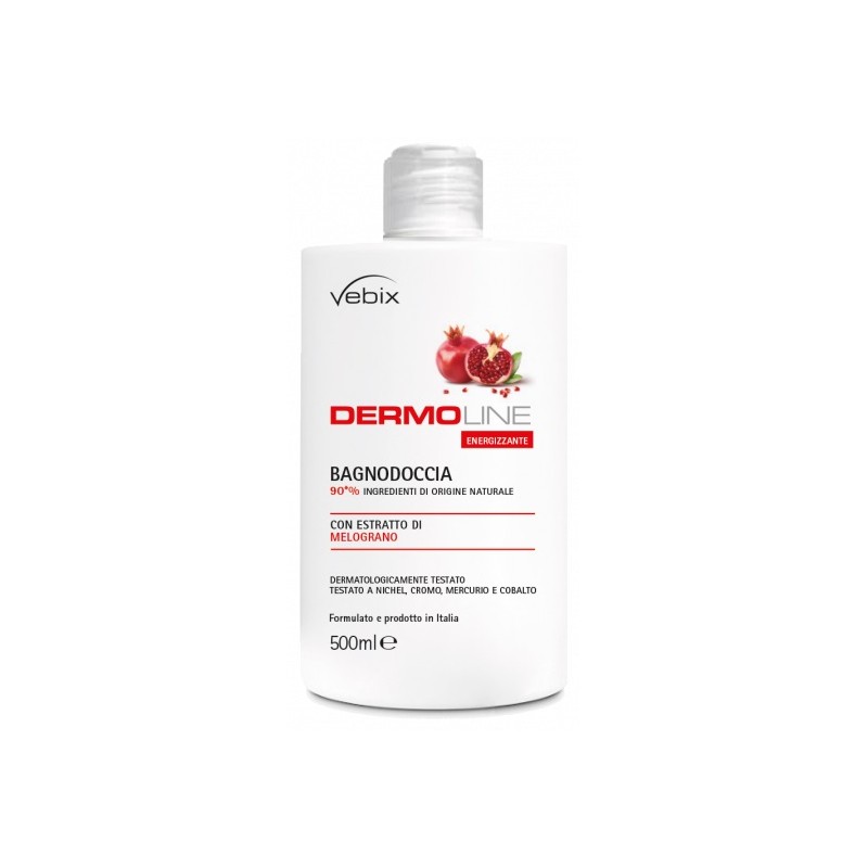 confezione di Vebix Dermoline Melograno Bagnodoccia Detergente Delicato per Pelle Morbida e Idratata 500ml confezione di Vebix Dermoline Melograno Bagnodoccia Detergente Delicato per Pelle Morbida e Idratata 500ml