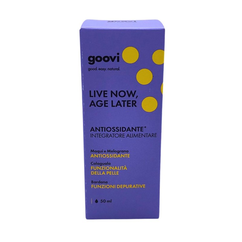 Confezione di Goovi Integratore Antiossidante Live Now Age Later 50ml Confezione di Goovi Integratore Antiossidante Live Now Age Later 50ml