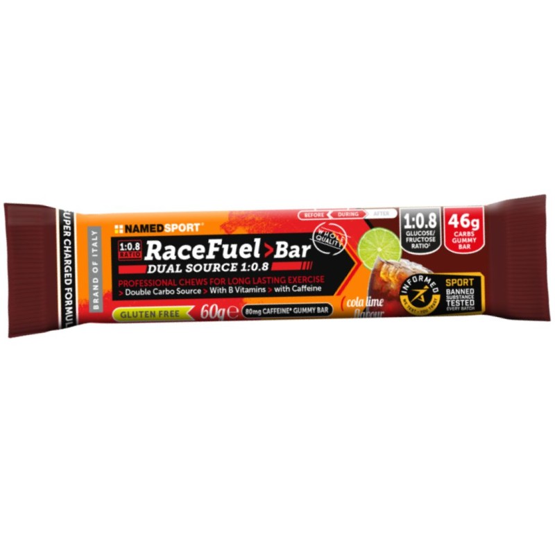Named Sport Race Fuel Barretta Energetica Cola e Lime Rapida Digeribilità 60 g Named Sport Race Fuel Barretta Energetica Cola e Lime Rapida Digeribilità 60 g
