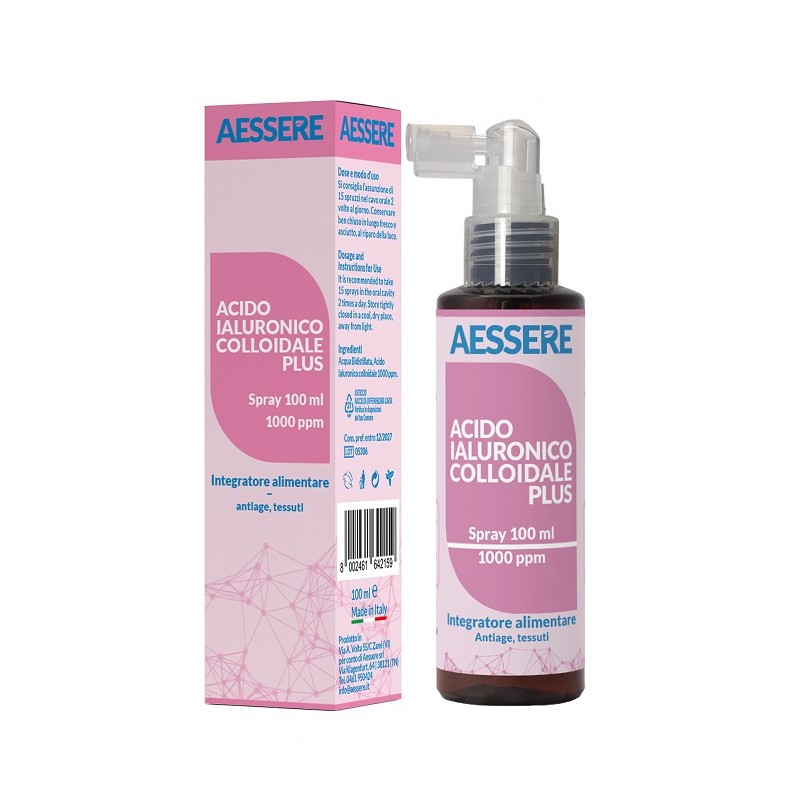 flacone di Aessere Acido Ialuronico Colloidale Plus spray 100ml flacone di Aessere Acido Ialuronico Colloidale Plus spray 100ml