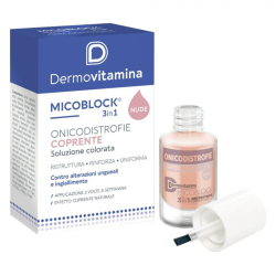 confezione di Dermovitamina Micoblock 3 in 1 Onicodistrofie per Unghie Soluzione Colorata 8ml