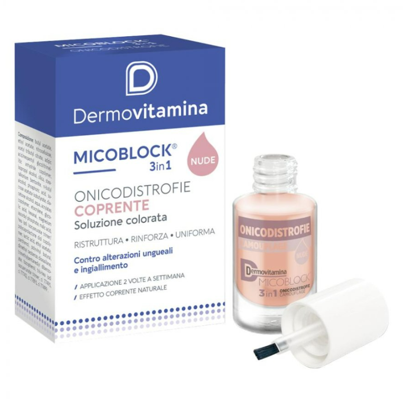 confezione di Dermovitamina Micoblock 3 in 1 Onicodistrofie per Unghie Soluzione Colorata 8ml confezione di Dermovitamina Micoblock 3 in 1 Onicodistrofie per Unghie Soluzione Colorata 8ml