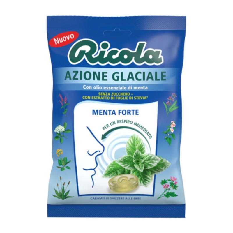 Formato di Ricola Caramelle Azione Glaciale per Gola e Freschezza Intensa 70g