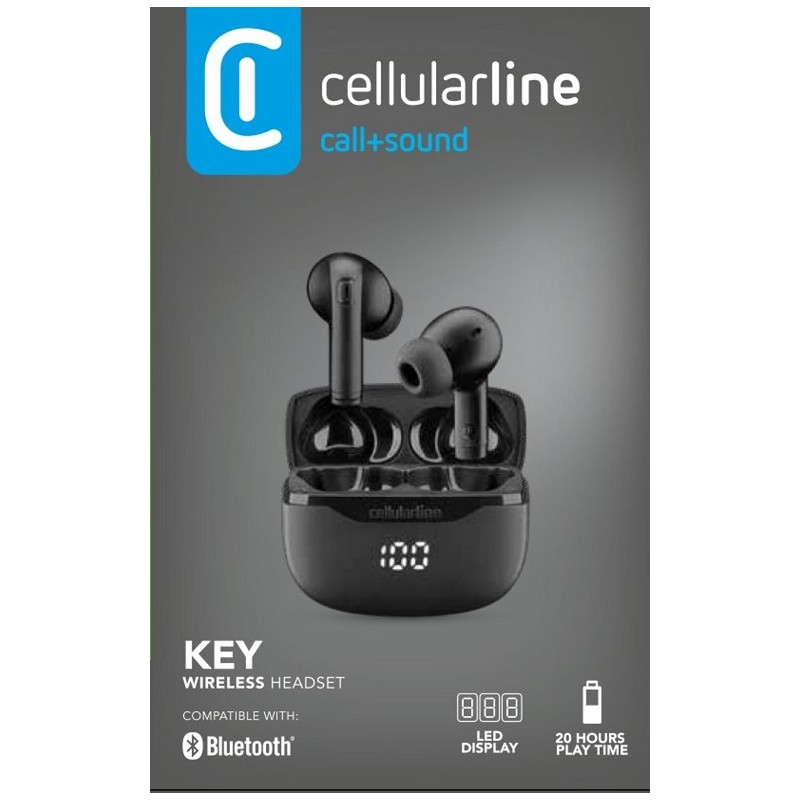 Auricolare Bt Tws Key Universale Nero per Musica e Chiamate Wireless 2 Auricolari con Custodia LED