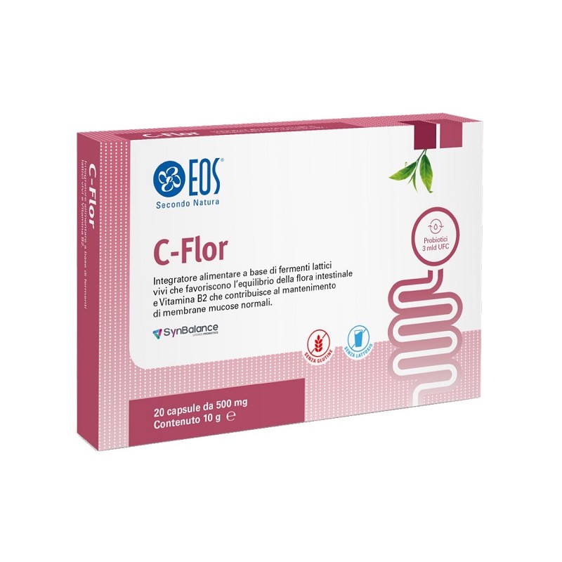 Eos C Flor integratore probiotico per flora intestinale e benessere mucose 20 capsule Eos C Flor integratore probiotico per flora intestinale e benessere mucose 20 capsule