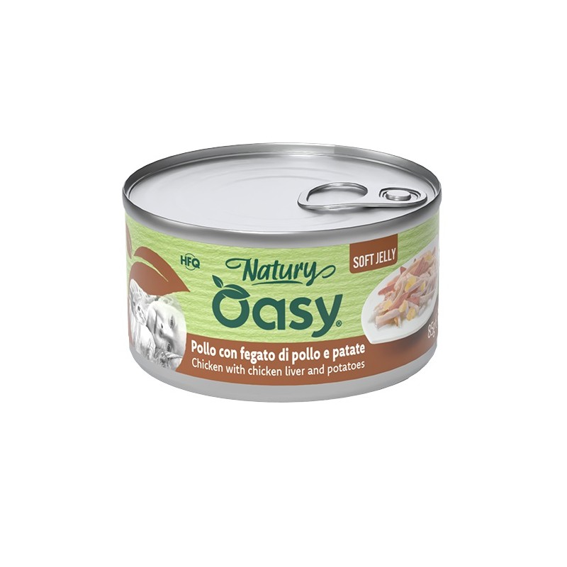 Oasy Wet Cat Natury Soft Jelly Pollo con Fegato e Patate per Gatti Adulti 85 g Oasy Wet Cat Natury Soft Jelly Pollo con Fegato e Patate per Gatti Adulti 85 g