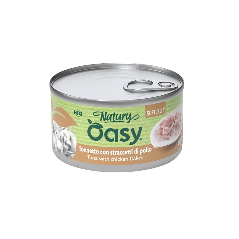 Oasy Wet Cat Natury Soft Jelly Tonnetto Con Straccetti Di Pollo per Gatti Adulti 85 g Oasy Wet Cat Natury Soft Jelly Tonnetto Con Straccetti Di Pollo per Gatti Adulti 85 g