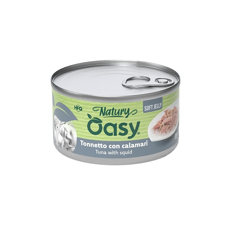 Oasy Wet Cat Natury Soft Jelly Tonnetto con Calamari per Gatti Adulti Idratante Lattina 85g Oasy Wet Cat Natury Soft Jelly Tonnetto con Calamari per Gatti Adulti Idratante Lattina 85g