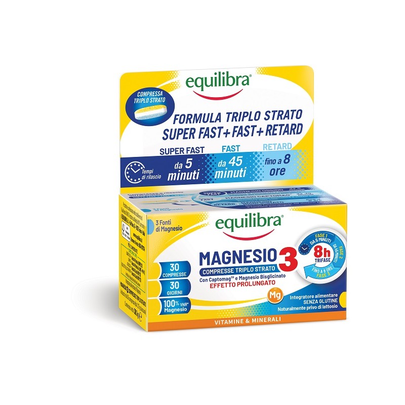 Equilibra Magnesio 3 integratore magnesio a rilascio graduale 30 compresse Equilibra Magnesio 3 integratore magnesio a rilascio graduale 30 compresse