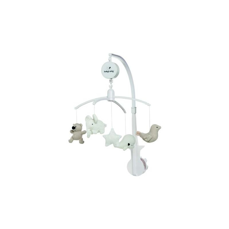 Baby's Only Animals Giostrina Musicale Bianco per Rilassamento con Carillon e 5 Animaletti