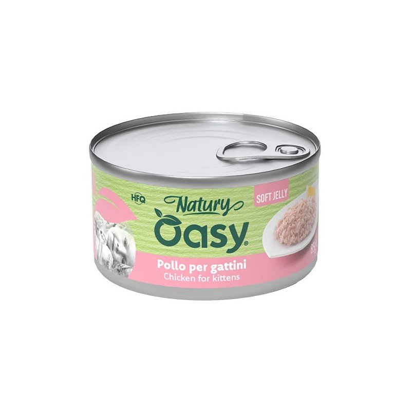 Oasy Wet Cat Natury Soft Jelly Pollo per Gattini alimento complementare in gelatina 85g Oasy Wet Cat Natury Soft Jelly Pollo per Gattini alimento complementare in gelatina 85g